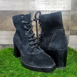 New AQUATALIA Black Suede Leather Lace up boots size